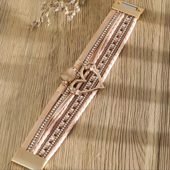 Bohemian Layered Stone Leather Bracelet - Picture 2 of 6